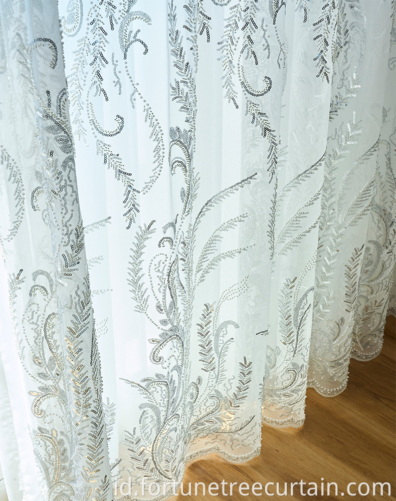 3mm Sequin Embroidery Lace Curtains